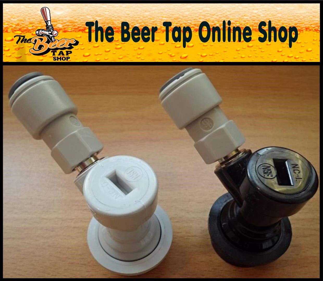 Grey Gas In & Black Liquid Out Ball Lock Threaded Disconnects. JG 3/8" or 5/16" Push-Fits Optional