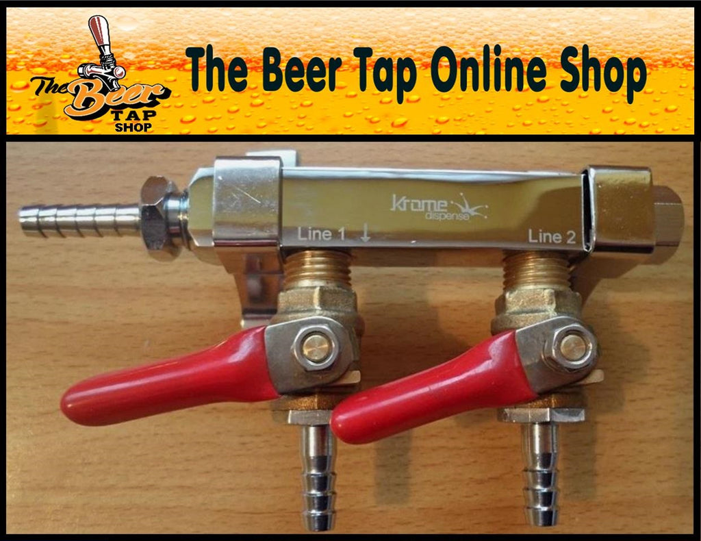 2-Way Splitter CO2 Beer Gas Manifold, 1/4" Barbed
