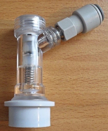 Corny Keg Gas Ball Lock Disconnect - Check Valve - JG 3/8" Push-Fit or 1/4" Barb