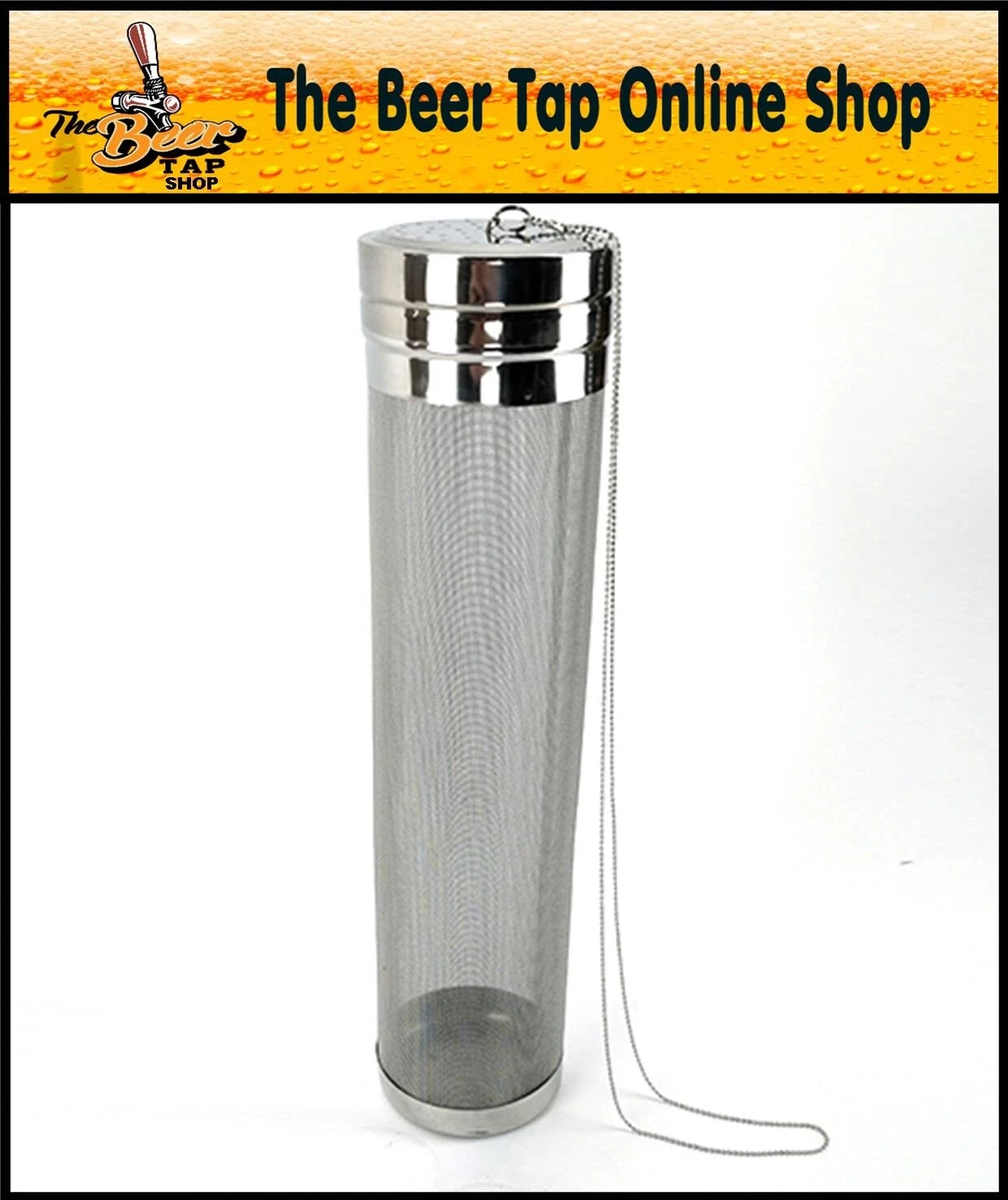 KegLand Stainless Steel Hop Tube with SS Chain for Corny Keg