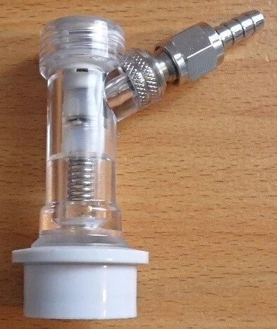 Corny Keg Gas Ball Lock Disconnect - Check Valve - JG 3/8" Push-Fit or 1/4" Barb